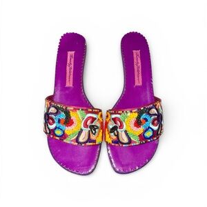 Beverly Feldman Purple Beaded Sandals